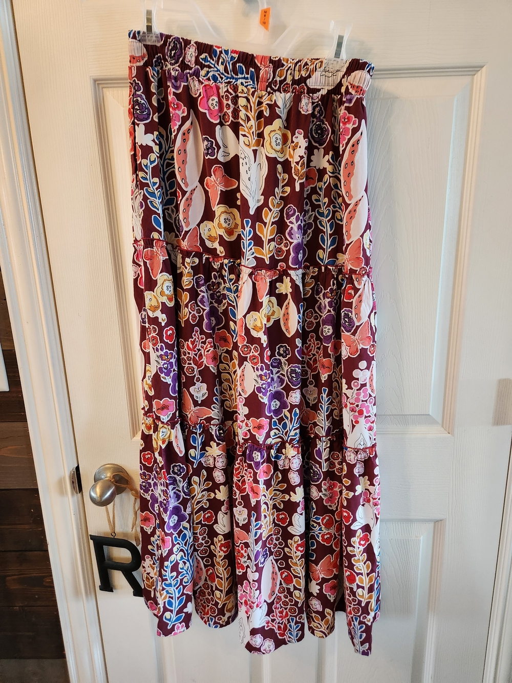 3/$20 SALE! Tiered Multi-colour Floral Maxi Skirt With Pockets - Picture 2 of 6